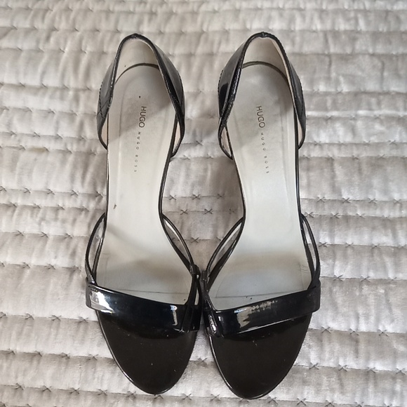 Hugo Boss High Heel Sandals Black Patent Leather 9 - Picture 5 of 12